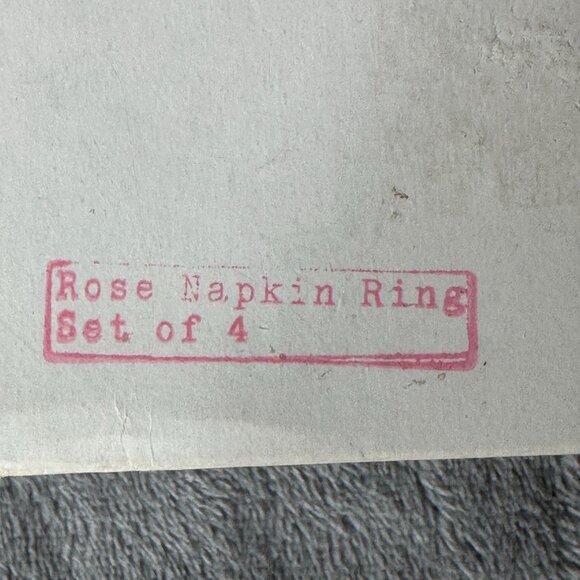 Vintage Bone China Rose Napkin Rings Set of 4 White Floral Taiwan with Box - Picture 11 of 13